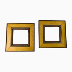 Mid-Century Birdseye Maple and Walnut Square Picture Painting Frames, Set of 2
