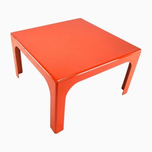 Tavolino quadrato in fibra di vetro arancione, anni '70