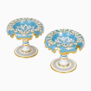 Napoleon III Blaue & Goldene Opalglastassen, 1800er, 2er Set