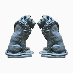 Bronze Löwen-Torwächter-Statuen der Medici-Löwen, 2er Set