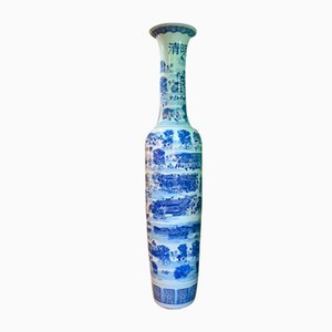 Chinesische Blaue & Weiße Porzellan Urnen Nanking Tempelgläser, 1930er, 2er Set