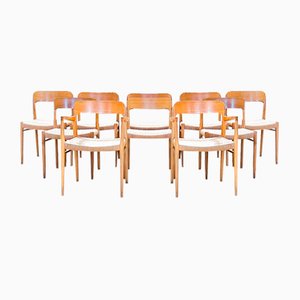 Oak Model 75 Dining Chairs by Niels Moller, 1960s, Set of 10