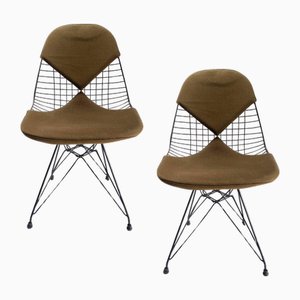 Wire Chairs with Bikini Cover on Eiffel Bases by Charles Eames for Herman Miller, 1960s, Set of 2