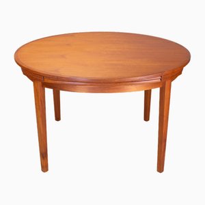 Round Extendable Flip-Flap Lotus Teak Dining Table from Dyrlund, 1970s