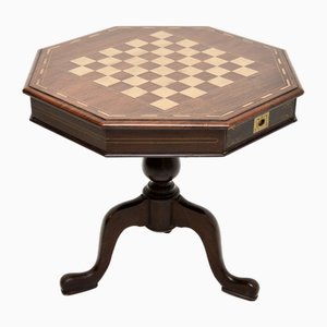 Tavolino da scacchi vintage in ottone intarsiato, anni '50