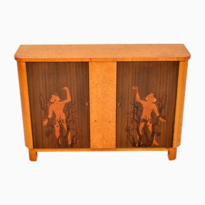 Antique Swedish Satin Birch Cabinet, 1920s