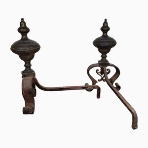Andirons in Bronze and Wrought Iron, 19th Century, Set of 2