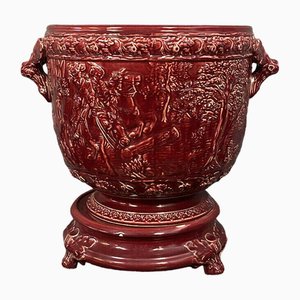 Grand Cache Pot en Céramique avec Support dans le style de Clément Massier, 1900