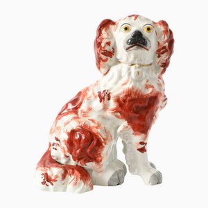 Antike Staffordshire Mantle Hundefigur, 1890er