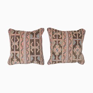 Turkish Square Oushak Rug Pillow Covers, 2010s, Set of 2