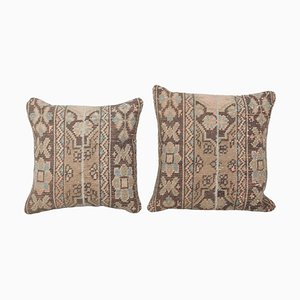 Turkish Handwoven Rug Square Cushion Covers, Set of 2