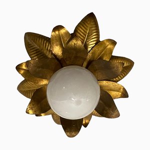 Gilded Tole Flush Mount, Florence, Italy, 1970s