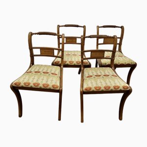 Vintage Art Nouveau Walnut Dining Chairs, Set of 4