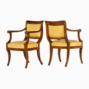 Early 19th Century Italian Walnut Armchairs, Set of 2