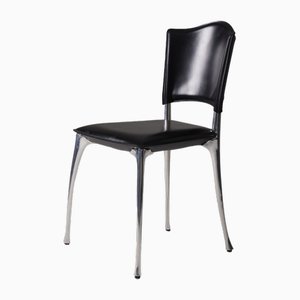 Black Leather Side Chair from Protis