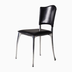 Chaise d'Appoint en Cuir Noir de Protis