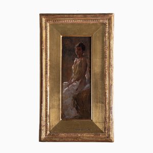 Vincenzo Volpe, Portrait of a Young Noblewoman, 1910, Oil on Board, Framed