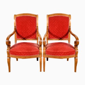 Set of 1st Part 19th Century Louis Philippe Cherry Wood Armchairs