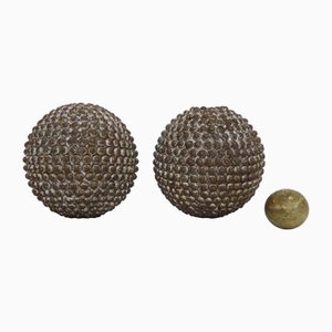 Two Lyon Balls in Studded Boxwood and Stone Jack