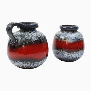 German Lava Ceramic Vases by Scheurich, 1970s, Set of 2