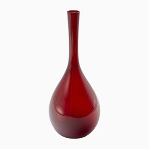 Skandinavische Vintage Vase mit schmalem Stiel aus dekorativem Glas & Posy Sleeve, 1960er