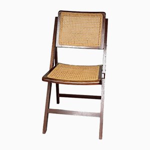 Wood and Rattan Folding Chair, 1970s