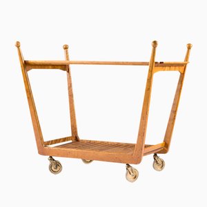Swedish Birch and Glass Serving Trolley, 1940s