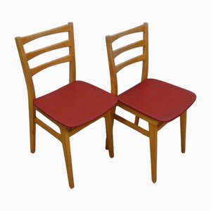 Chaises de Cuisine Rouges, 1950s, Set de 2