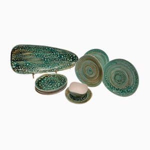 Vajilla de cerámica Mousse Niderviller, Francia, años 60. Juego de 10