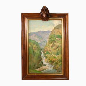 Italian Artist, Large Landscape, 1950, Oil Painting, Framed