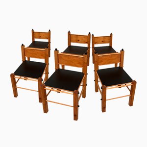 Moderne Stühle aus Kiefernholz, 1970er, 6er Set