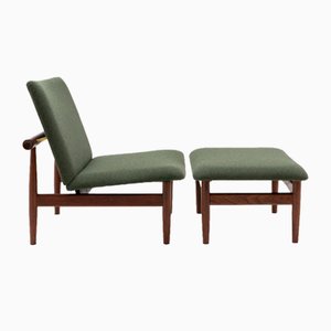 Set of Lounge Chair and Ottoman Japan Series by Finn Juhl for France & Søn / France & Daverkosen, 1960s