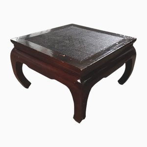 Mesa auxiliar baja Chinoiserie vintage de madera