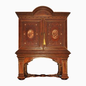 19th Century Italian Renaissance Handcrafted Tooled Collectors Cabinet, 1890s