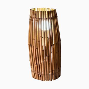 Ovale Tischlampe aus Bambus, Frankreich, 1970er