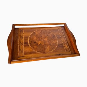 Art Deco Wood Marquetry Tray, France, 1940s