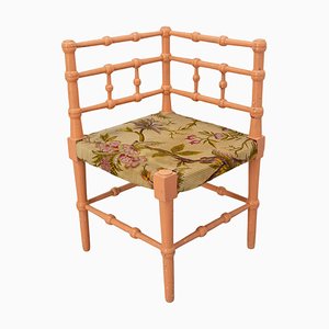 Turned Corner Chair for Child in Painted Wood & Fabric, 19th Century