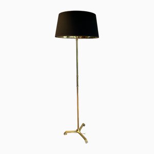 Lámpara de pie neoclásica de bronce y latón con patas de garra de Guy Lefèvre para Maison Jansen, años 40