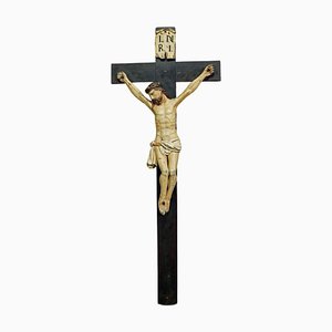 19th Century Bavarian Wooden Carved Crucifix, 1890s