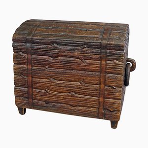 Wooden Carved Black Forest Log Box, 1890s