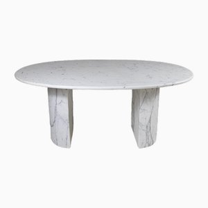 Mesa de comedor de mármol de Carrara blanco, años 70