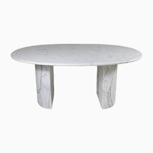White Carrara Marble Dining Table, 1970s