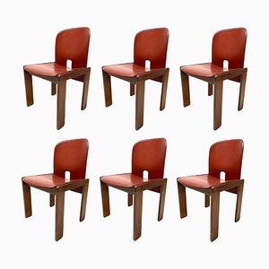 Vintage Leather 121 Chairs by Tobia Scarpa for Cassina, 1967, Set of 6