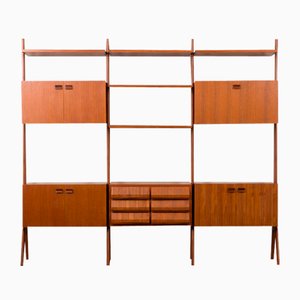 Mid-Century Italian Free-Standing Wall Unit in Teak and Rosewood, 1960s