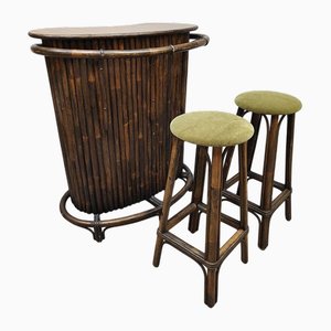 Vintage Tiki Bar aus Bambus Rattan, 1960er