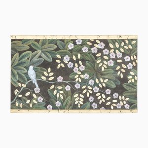 Artiste Français, Fleurs et Oiseaux, Toile Peinte