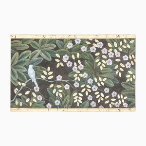 Französischer Künstler, Blumen und Vögel, Bemalte Leinwand