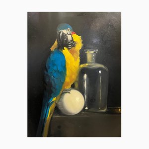 Luisa Albert, The Intruder Macaw Parrot, Peinture à l'huile, 2018