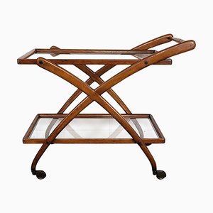 Mueble bar para licores IArt Déco Mid-Century de madera y latón de Paolo Buffa, años 50