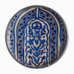 Moroccan Blue and White Footed Plate